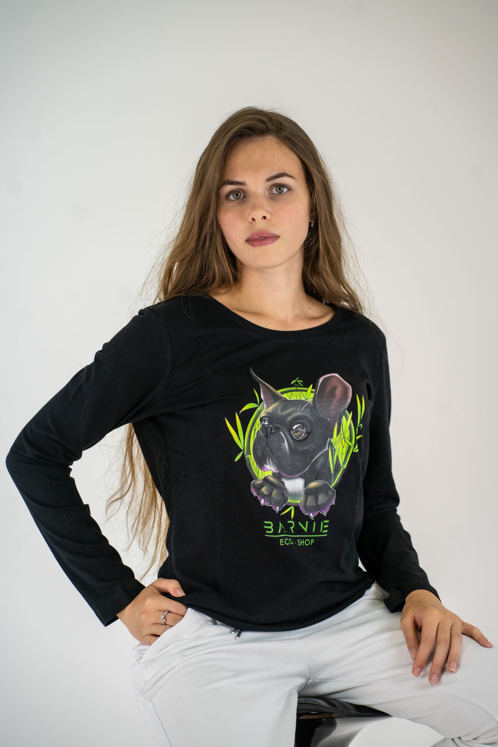 T-SHIRT DONNA MANICHE LUNGE ORGANIC LDN CON LOGO DI BARNIE